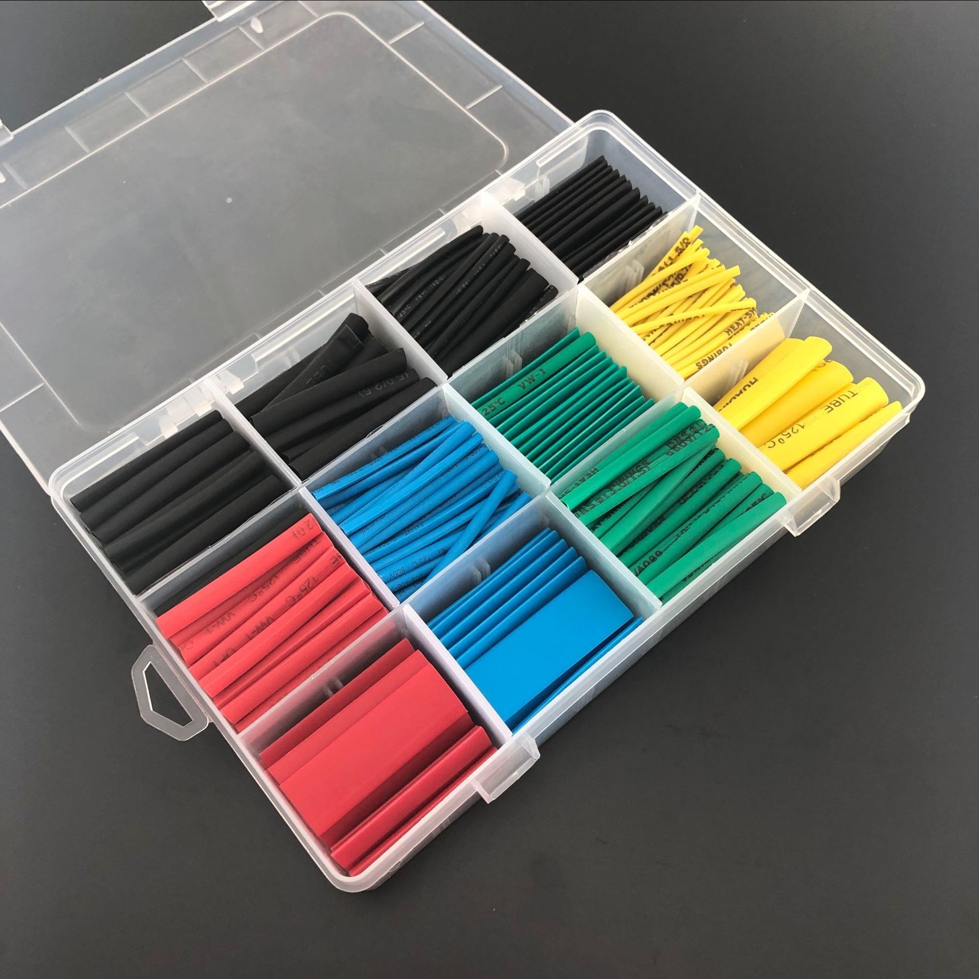 530 шт./компл. полиолефиновые термоусадочные трубки в ассортименте, набор изоляционных трубок для проводов и кабелей 2:1, водонепроницаемые трубки