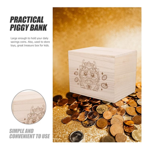 Hucha de madera rectangular, caja de dinero de decoración de guardería personalizada para niños, hucha de bebé para ahorro de niños - Product Image 4