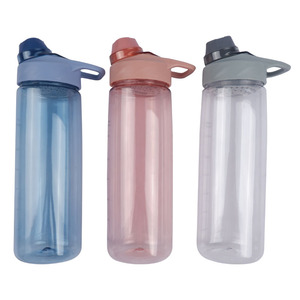 TRITAN PC 750ML 550ML Plastic Drinking Screw Lid Water Bottle with Straw Sports Bottles Leak Proof Children School With Lid
