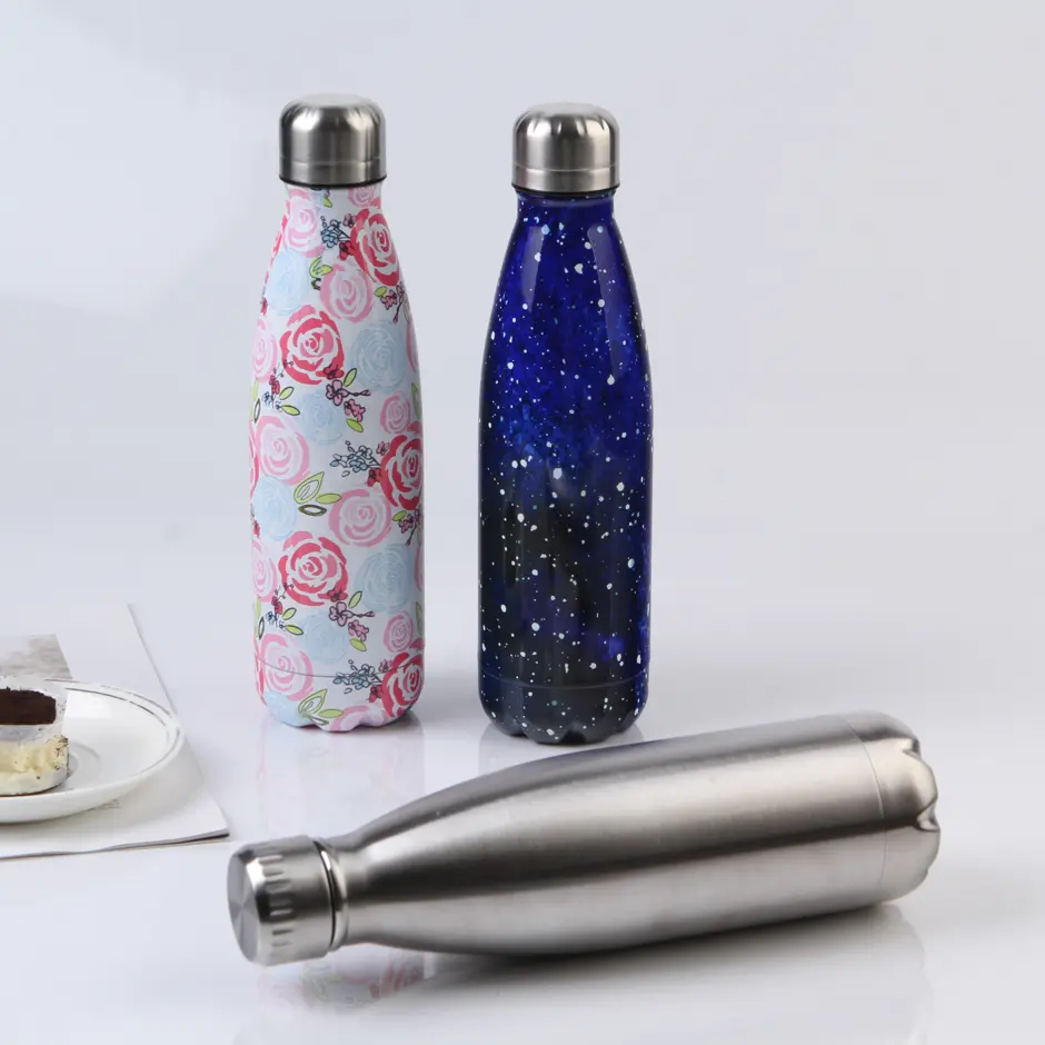 Factory stainless steel cola bottles thermos vacuum flasks powder coated for sports cola shape 350 ml 500 ml 750 ml 1000 ml