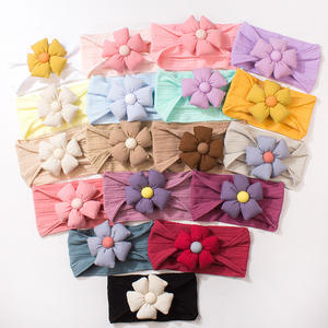 Çocuk saç aksesuarları bebek kız yenidoğan kafa bandı elastik çiçek kafa bandı Hairband yay naylon bebek kafa bandı - Product Image 5