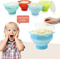 Bol à Popcorn en Silicone avec couvercles, accessoires de cuisine, pour Popcorn Popper micro-ondes bol pliable avec couvercles