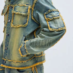 Conjunto de Dos Piezas de Chaqueta y Pantalones Vaqueros para Hombre, Estilo Vintage, Lavado, Ropa Urbana, Chaqueta y Pantalones Vaqueros de Alta Calidad - Product Image 5
