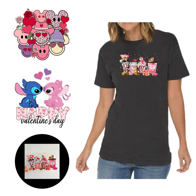 Factory Custom Valentine's Day Screen Printed Plastisol Heat Transfers Dtf Transfers Designs Ready To Press For Shirts