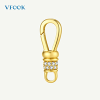 VFOOK Findings Collier Bulb Collar avec zircon incrusté, accessoires de fabrication de bijoux, fermoir à ressort à déclenchement en or massif 18K pour la vente en gros