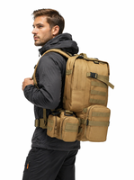 Sac à dos tactique de chasse en plein air personnalisé Oxford Camouflage 55L avec cadre interne, fermeture éclair, imperméable et système Molle