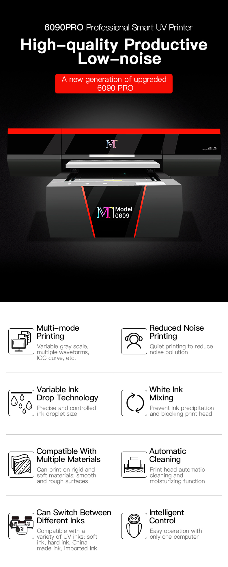 MT Refreto<i></i>nic UV Flatbed printer MT-UV6090pro me<i></i>tal glass  printing machine