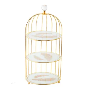 Luxury Artistic Pattern Cake Tools Bird Cage Cupcake Display Stand Wedding Cake and Dessert Stand with Handler