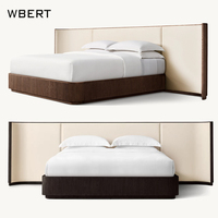 Lit double en bois massif WBERT, dossier en chêne français, style rétro, chambre principale, lit en bois massif haut de gamme personnalisé