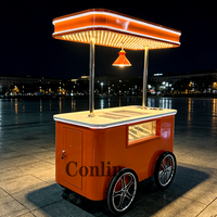 Chariot à glace italien, présentoir à crème glacée, chariot à gelato avec évier à vendre