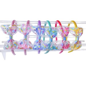 Serre-tête à nœud Quicksand pour filles, avec paillettes et sequins, motif crème glacée, super mignon, pour petites filles, pince à <span class=keywords><strong>cheveux</strong></span> anti-frisottis, en plastique fait main - Product Image 5