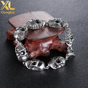 Pulsera de Eslabones de Acero Inoxidable 316L Vintage de la Mejor Calidad, 20-22mm de Longitud, con Tallado de Calavera, Regalo para Hombres - Product Image 2