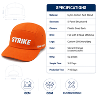 Topi Snapback 5 Panel Oxford Custom Bordir Logo Tim, Pinggiran Datar, Grosir OEM, Acara Perusahaan Outdoor, Unisex, Model Rendah