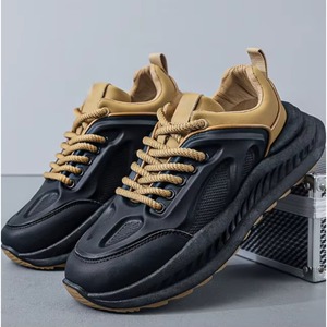 Zapatillas deportivas transpirables de malla con cordones y amortiguación para hombre, versátiles, informales, con suela gruesa, ideales para primavera, verano, otoño e invierno. - Product Image 1