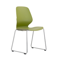 Chaise de bureau visiteur empilable robuste avec cadre en acier 16*1,5 mm et coque en PP vierge, pieds métalliques peints BN, CPY-502