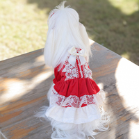 Robe Classique Respirante et Confortable en Polyester Rouge Uni pour Animaux de Compagnie, Vêtements de Princesse pour Chiots et Chats, Toutes Saisons, Fourniture d'Usine
