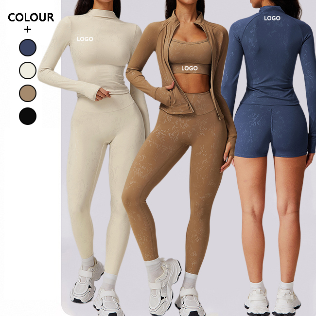 2025 New Hot Yoga Suit Gym Pants Vest Top Shorts Short Sleeve Leggings Workout Jacket Sports Custom Long Sleeved Fitness Clothes