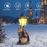 Crèche de Noël solaire en résine peinte à la main, fabriquée à la main, Scène de la Sainte Famille, modèle de lumière solaire de jardin