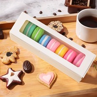 Boîtes en carton kraft recyclables pour macarons avec fenêtre transparente, emballage de boulangerie pour gâteaux, macarons, desserts, biscuits