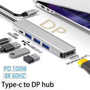 5-en-1 USB C vers DP Hub DisplayPort/USB/100W PD Port Docking Converter pour <span class=keywords><strong>Mac</strong></span> Expansion <span class=keywords><strong>Dock</strong></span> Type-C <span class=keywords><strong>Thunderbolt</strong></span> 3 à 8K60hz - Product Image 2