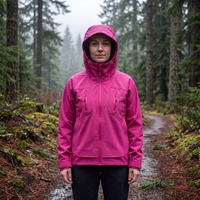 Veste d'extérieur longue à capuche en cuir double face, légère, imperméable, respirante, séchage rapide, coupe-vent, avec fermeture éclair intégrale