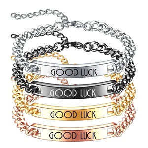 Pulsera de Cadena de Acero Inoxidable con Grabado Láser de 7 mm, Amuleto de Buena Suerte para Mujer, Regalo de Joyería - Product Image 1