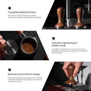 Prensador de Café Espresso Manual Personalizado, Reutilizable, Ecológico, con Mango de Madera Maciza, Calibrado, de Acero Inoxidable 304 con Resorte - Product Image 6