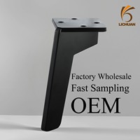 Pied de canapé en métal noir SlantStep, pieds de meubles en fer épais OEM, quincaillerie de remplacement pour canapé, table basse, armoire, pied de support