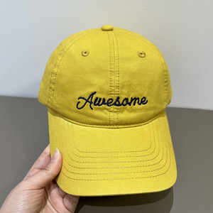 Cappello da Baseball a 6 pannelli in Nylon con scritta a tesa larga Unisex con cappuccio morbido Unisex giallo burro 2025 con corona profonda - Product Image 1