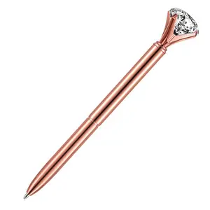 Customized Logo Crystal Crown Style Metal Ballpoint Pen Ball Pen With Big Crystal Diamond Pen Luxury