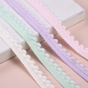 Larghezza 1.2 cm Non elastica <span class=keywords><strong>con</strong></span> bordo di denti piccoli Pom Pom <span class=keywords><strong>con</strong></span> rivestimento a sfera abito <span class=keywords><strong>con</strong></span> orlo pizzo per bagno doccia spugna accessori - Product Image 1