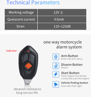 Nouveauté SPY Système d'alarme Canbus unidirectionnel pour motos Fourniture en gros 12V ABS Caractéristiques de sécurité