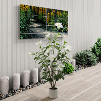 Décoration de plantes artificielles pour la maison et l'extérieur Arbre à fleurs artificielles Hibiscus Syriacus avec pot en plastique Ornement durable