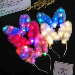 <span class=keywords><strong>LED</strong></span> orecchie di gatto luminoso luminoso orecchio di coniglio di natale accessori per la testa di Halloween luci per la testa a <span class=keywords><strong>Led</strong></span> per le donne e le ragazze - Product Image 6