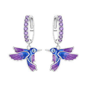 Nouvelles boucles d'oreilles oiseau bleu-violet, design original, accessoires pour boucles d'oreilles pour femmes - Product Image 1