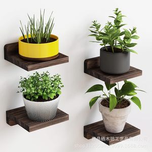 Wall Mounted Plant <b>Shelf</b> Wooden Rectangle Living Room Decorative <b>Rack</b> For Small Potted Green Plants - Product Image 5