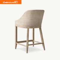 Chaise de bar en tissu avec structure en bois massif, durable et stable, design moderne pour bar à domicile, salle à manger, usage commercial