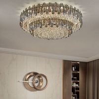 Lampu Plafon Ruang Tamu - Lampu Kristal Bulat, Sederhana dan Modern, Elegan. Lampu Kamar Tidur dan Ruang Makan Pencahayaan Mewah Baru.