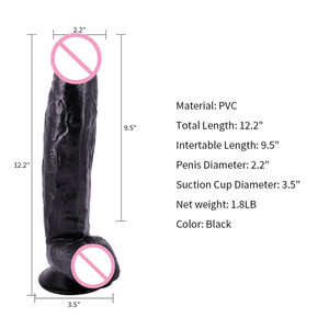 <span class=keywords><strong>Dildo</strong></span> realistici neri da <span class=keywords><strong>12</strong></span> pollici per i giocattoli del sesso del <span class=keywords><strong>Dildo</strong></span> della masturbazione delle donne - Product Image 3