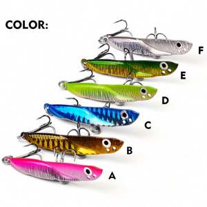 Topline métal Spinner cuillère <span class=keywords><strong>leurre</strong></span> de pêche basse appâts durs paillettes bruit Paillette triple crochet Vib leurres de pêche - Product Image 3