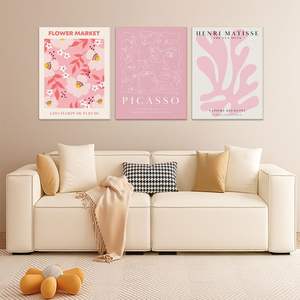 Tre pezzi rosa stampa <span class=keywords><strong>di</strong></span> tela con fiori astratti <span class=keywords><strong>di</strong></span> arte della parete moderna stampa UV inchiostro ecologico per camere da letto dormitori - Product Image 4