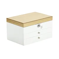 Boîte à bijoux en bois avec tiroir et serrure, organiseur pour bagues, montres, boucles d'oreilles, colliers, boîte cadeau décorative, personnalisable