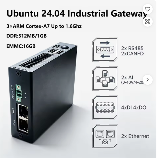 Industrial Gateway With IO 4*DO 4*DI 2*AI 2*RS485 2*CANFD LoRaWan WiFi 4G Lte Ubuntu 24.04 Linux IoT LoRaWan Gateway