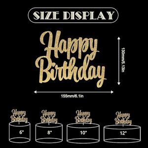 1 ชิ้น สีน้ำเงินเข้ม กลิตเตอร์ สุขสันต์วันเกิด เค้กท็อปเปอร์ ธีมวันครบรอบ ตกแต่งเค้ก อุปกรณ์จัดงานปาร์ตี้ - Product Image 3