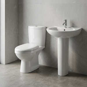 Vistaar Ceramics Two Piece Toilet Aqua Pan with Hand Wash Pedestal Basin Sink Sanitary Ware Bathroom Combo - Product Image 3