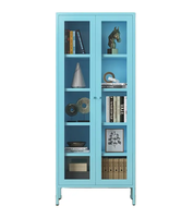 Armoire de rangement en acier à porte unique en verre Armoire à vêtements en métal
