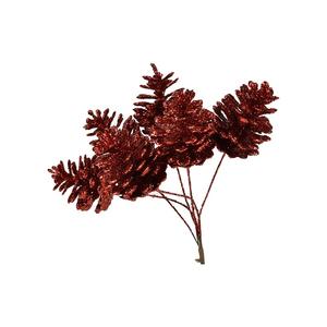 BRANCHES DE PIN PAILLETTÉES ROUGES H 26CM - Product Image 1