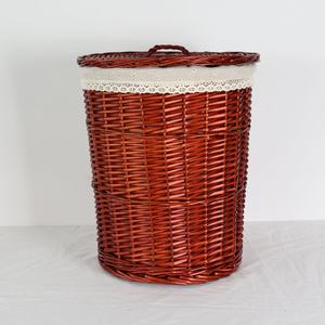 Panier de rangement rond <span class=keywords><strong>en</strong></span> rotin tissé à la main, panier à linge <span class=keywords><strong>en</strong></span> osier, bac à linge avec couvercle - Product Image 6