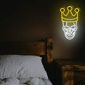 Couronne Crâne Néon LED Signe Gothique <span class=keywords><strong>Punk</strong></span> Pirate Parure pour Halloween Décoration Murale Durable En Plastique Lampe Corps - Product Image 5
