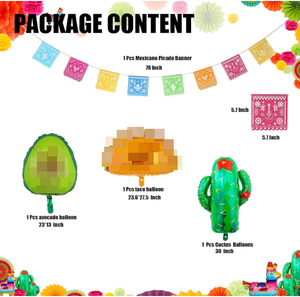 Carnaval Luau Fiesta Pancartas colgantes Banderas Papel Pompones Guirnalda Taco mexicano Fiesta <span class=keywords><strong>Cactus</strong></span> Foil Globos Juguetes Regalo Decoración - Product Image 6